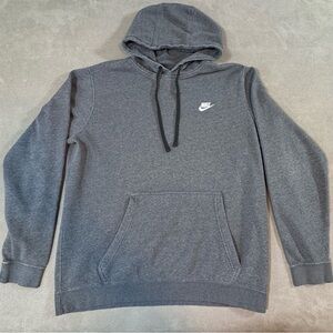 Nike Hoodie Sweatshirt Mens Large XL Grey Pullover Cotton Sweater Swoosh Logo